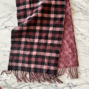 100% Wool Reversible Coach Pink Checkered Scarf